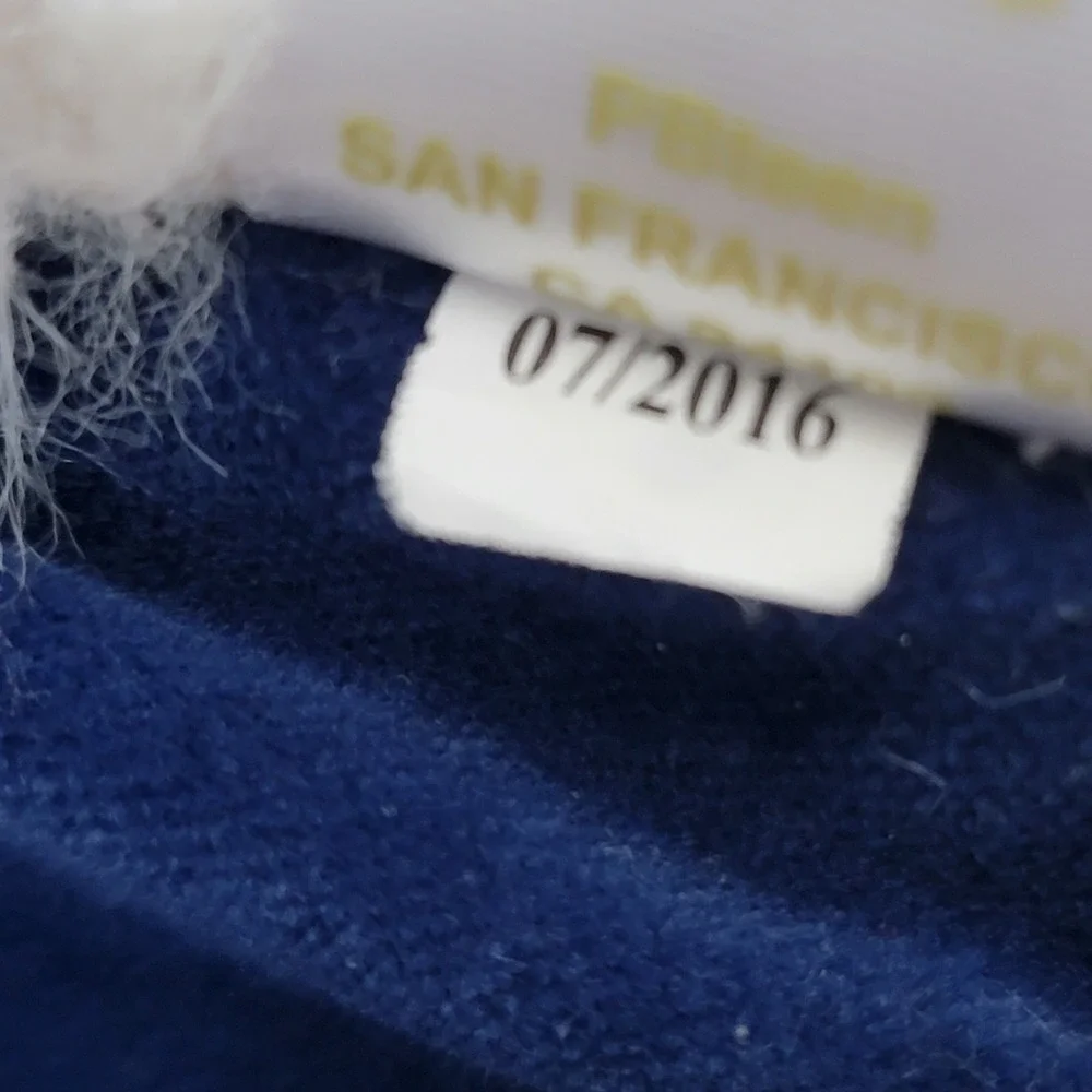 PBteen Pottery Barn Throw Blanket Navy Blue 60 x 47 Cotton Sherpa Faux Fur Trim